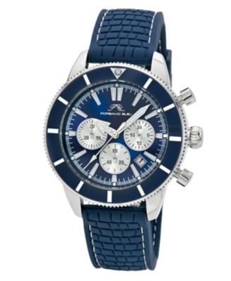 Men's Brandon Chronograph Blue Silicone Strap Watch 44 mm