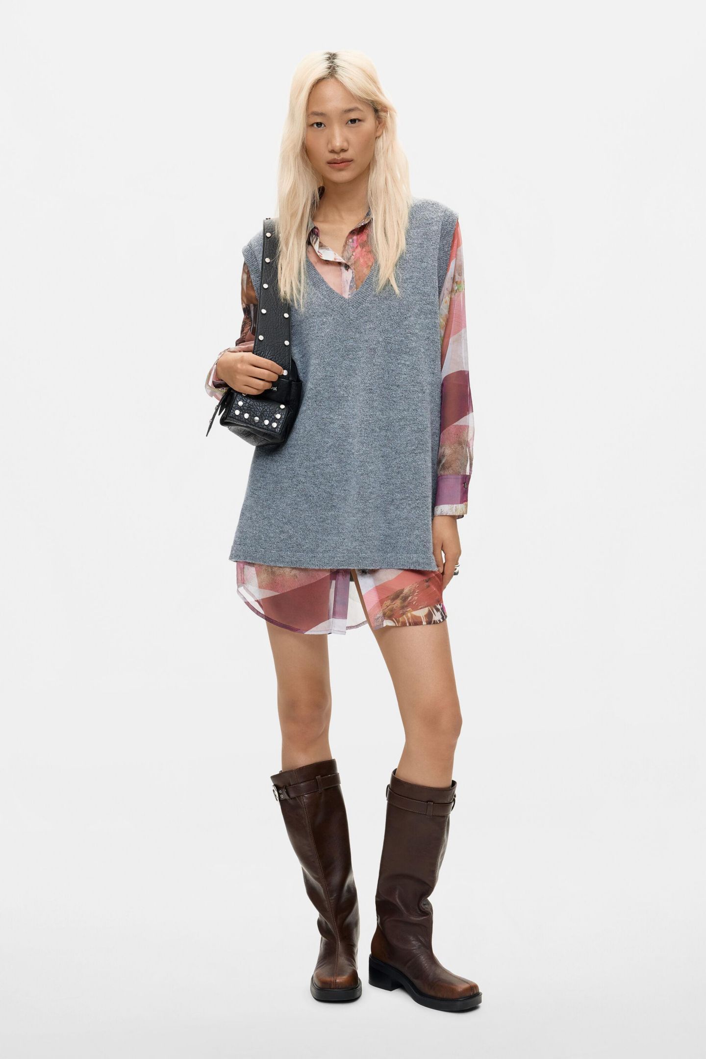 Женское платье Desigual Combined Shirt Dress, цвет: Тёмный серый — фото 4