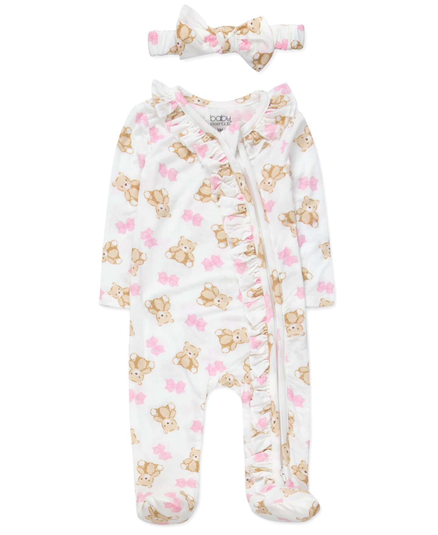 Аксессуары для волос Baby Essentials Bear Print Coverall, Headband, Blanket, Wood Sign, 4-Piece Set для девочек-малышей, цвет: Розовый — фото 2