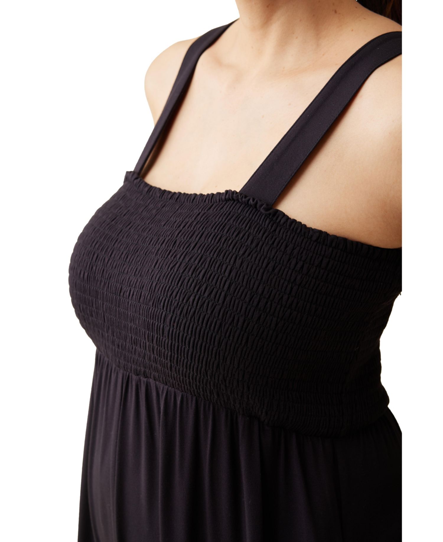 Women's Check Smocked Square Neck Jumpsuit