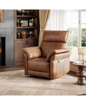 Power Recliner Chair with USB, Chenille Swivel Rocker Glider, Double-Layer Armrests, High Back, 350lb Capacity