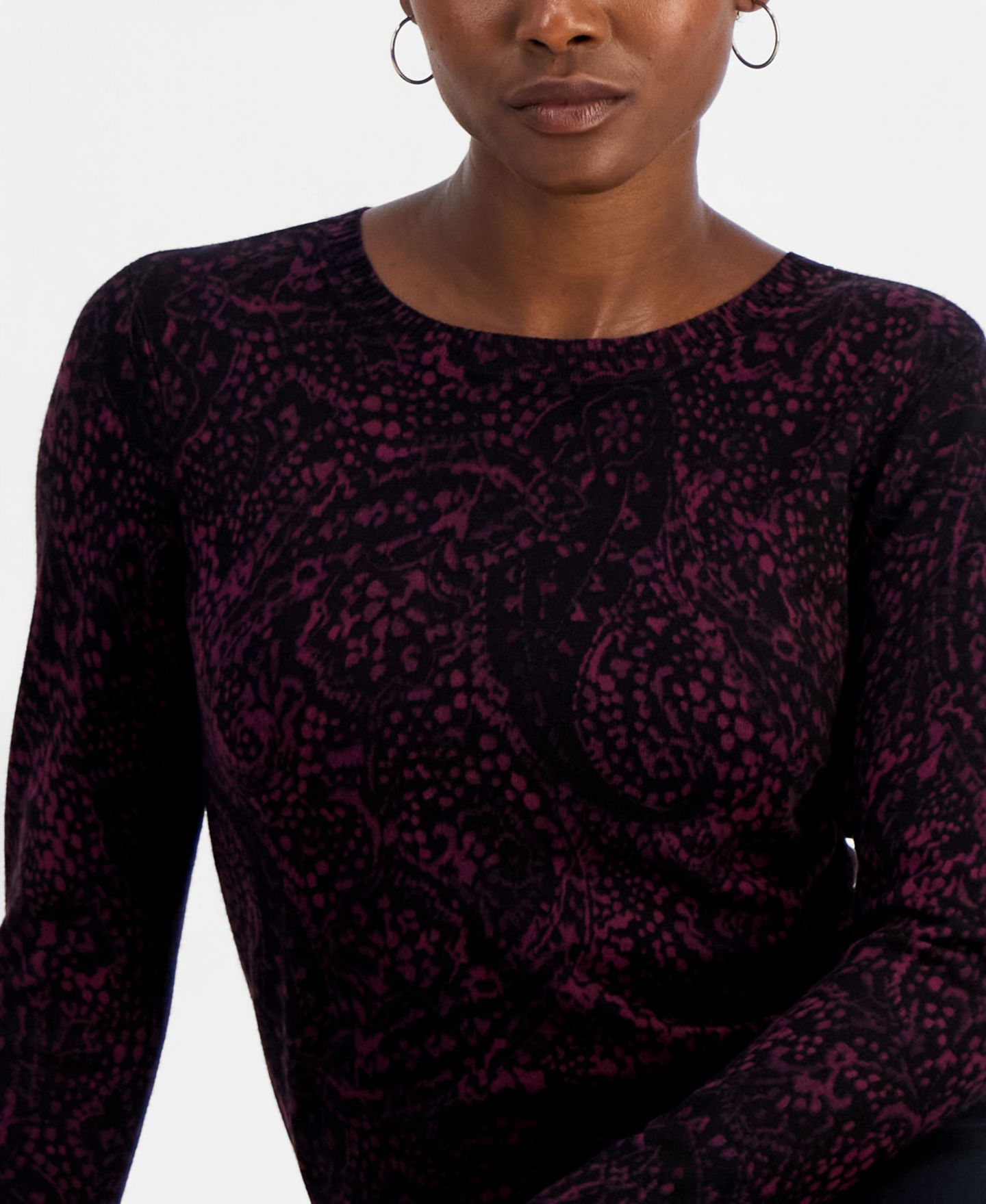 Женский свитер I.N.C. International Concepts Petite Paisley Long-Sleeve Crewneck, цвет: F Paisley B — фото 3