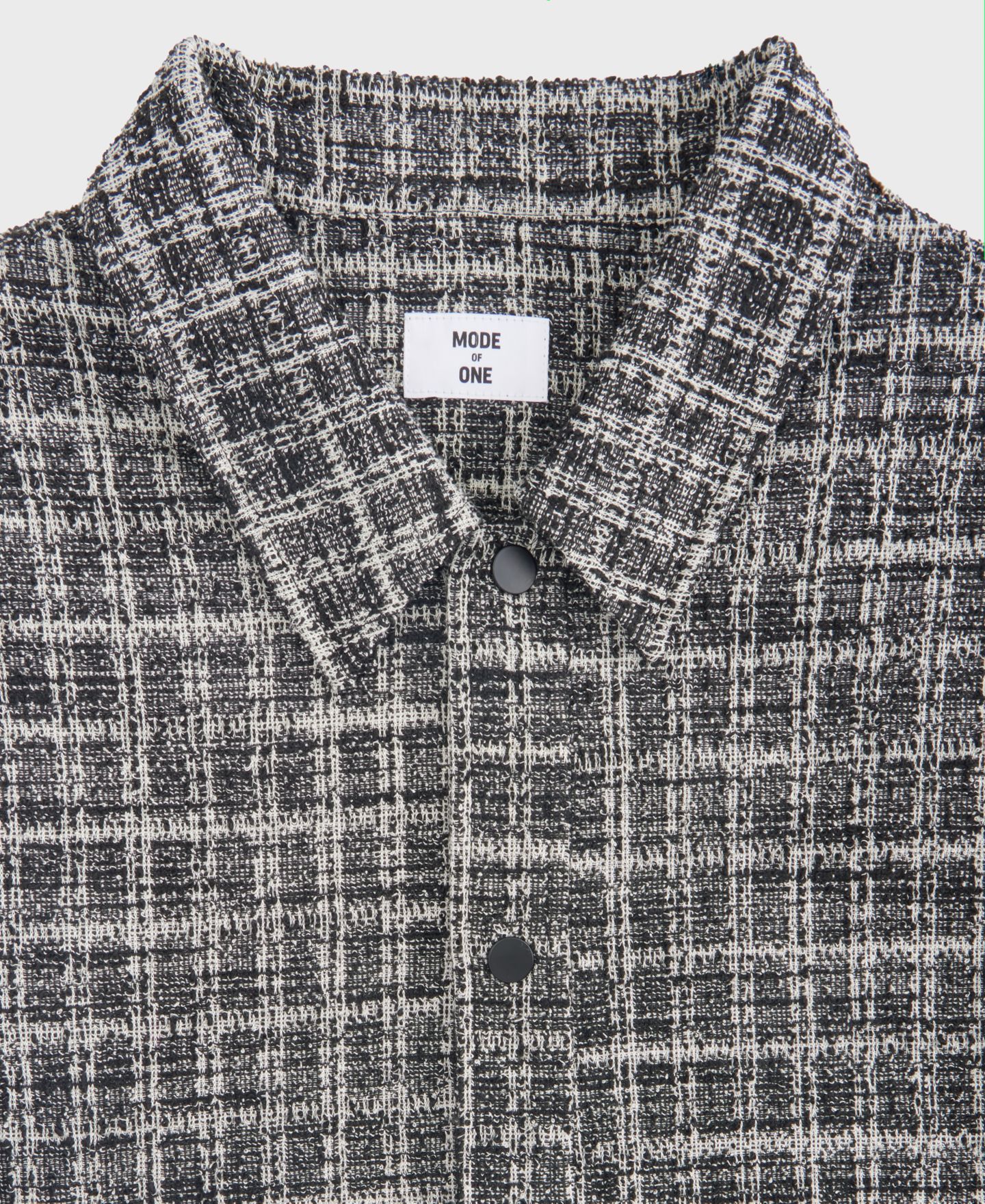 Мужская рубашка Mode of One Textured Tweed Point Collar Overshirt, цвет: Чёрный комбинированный — фото 4