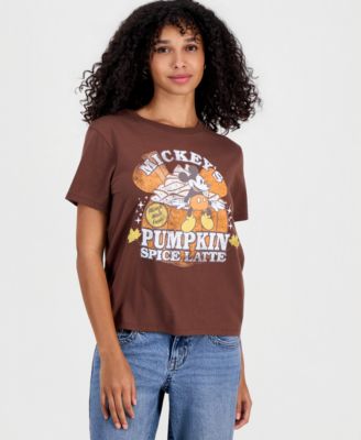 Juniors' Mickey Pumpkin Spice Crewneck Tee