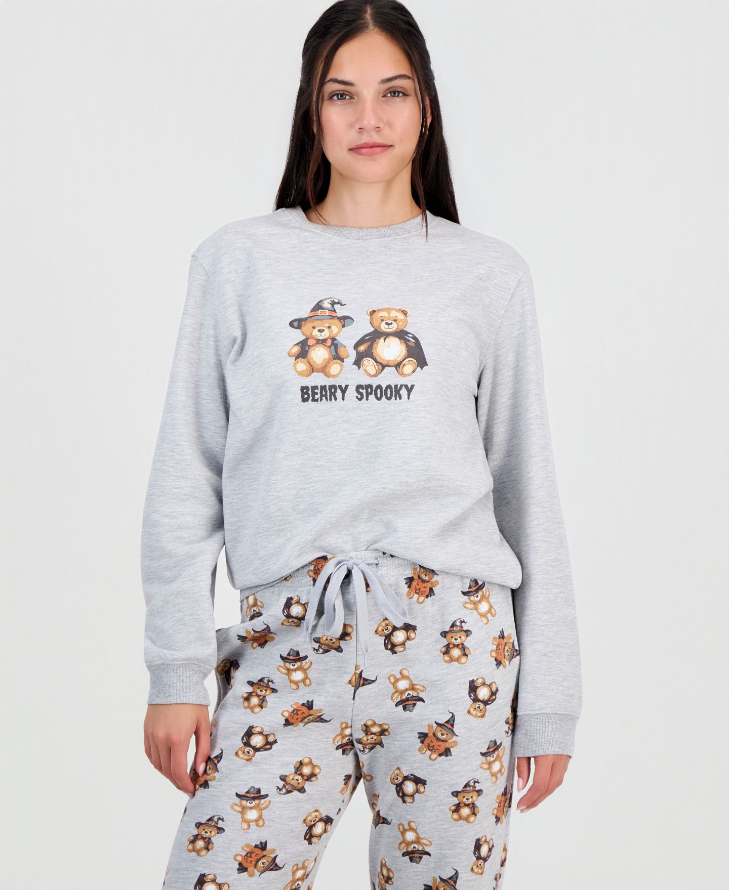 Женские толстовки Love Tribe Juniors' Halloween Teddy Bear Crewneck, цвет: Меланжевый серый — фото 1