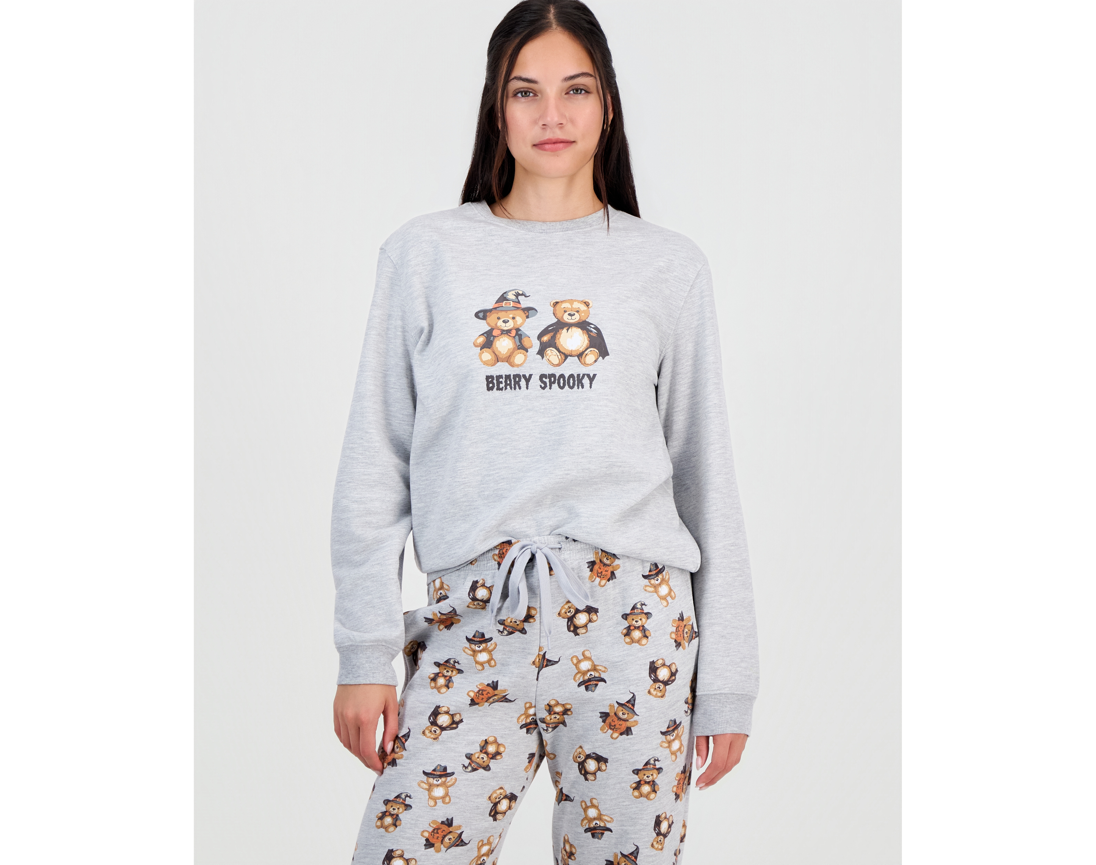 Love Tribe Juniors' Halloween Teddy Bear Crewneck Sweatshirt