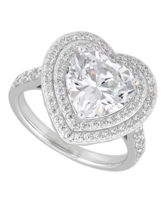 White Cubic Zirconia Ring in Sterling Silver Rhodium