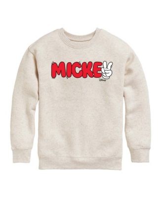 Boys' 8-20 Mickey Peace Sign Crewneck Fleece Sweatshirt