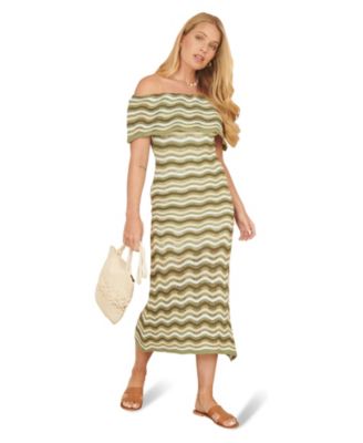 bardot knit midi dress Karen Millen Wool Blend Cosy Bardot Knit Midi Dress in Navy