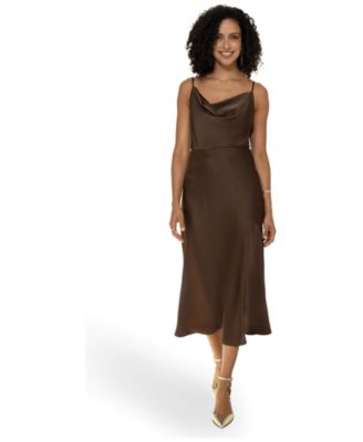 Women's Satin Cowl Neck Midi Slip Dress