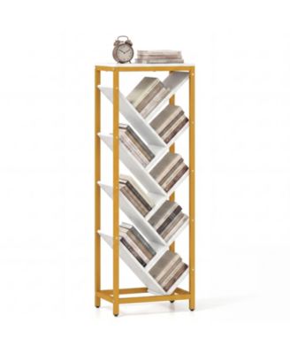 Tree Bookshelf 9-Tier Freestanding Bookcase Corner Narrow Display Shelf for Home