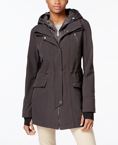 Nautica Quilted Hooded Layered Anorak Raincoat
