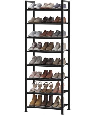 8-Tier Slim Shoe Rack Metal Frame With Non-Woven Fabric Shelves, Adjustable Design Perfect For Entryways, Bedrooms And More
