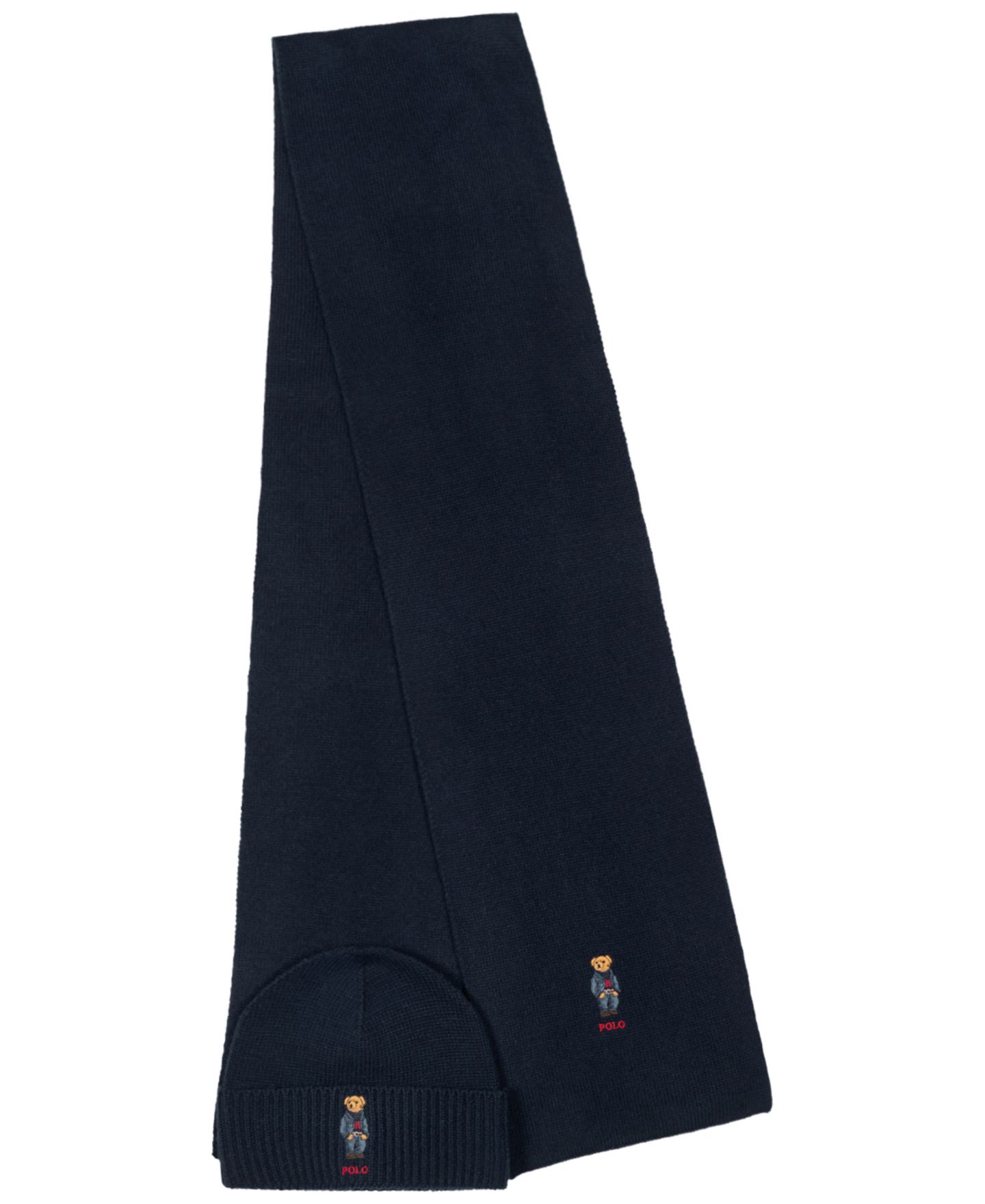 Мужские комплекты Polo Ralph Lauren Denim Bear Beanie and Scarf, 2-Piece Set, цвет: Тёмно-синий — фото 2