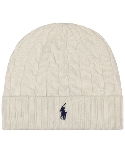 Мужская шапка Polo Ralph Lauren Cashmere Blend Cable Beanie, цвет: Кремовый