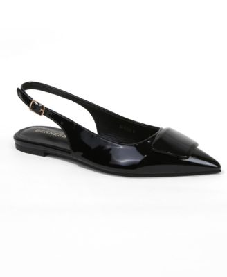 Women's Blanca Patent Slingback Flats with Geometric Accent