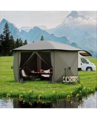 11.8Feet Pop Up Gazebo Tent With 6 Removable Wind Panels For Outdoor Events, Camping, Patio, Backyard