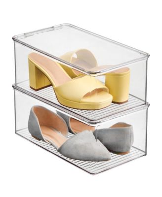 Stackable Shoe Box with Lid for Wedges or Flats, 2-Pack, USA Made