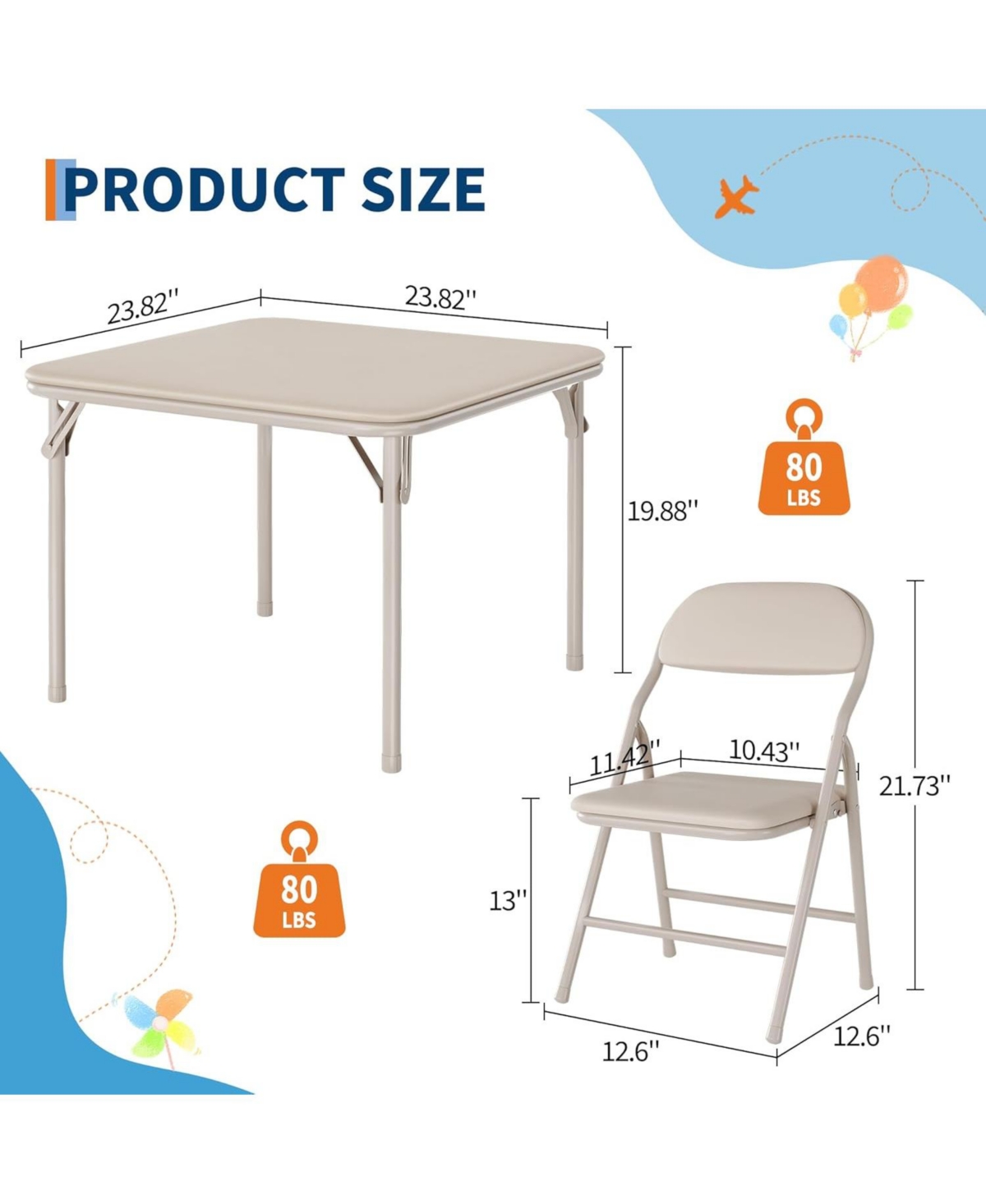homfan Piece Folding Kids Chairs Set, Children Activity Chairs Set for Dining Room,Daycare,Classrooms(No Table
