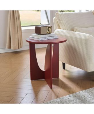 Round Side End Table - Wooden Accent Side Table with Compact Slim Design for Living Room, Bedroom, or Office