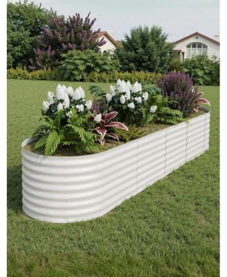 8x2x2FT Oval Raised Garden Bed, 0.6mm Galvanized Steel Planter Box, Weatherproof Outdoor Garden Bed for Vegetables Herbs Flowers