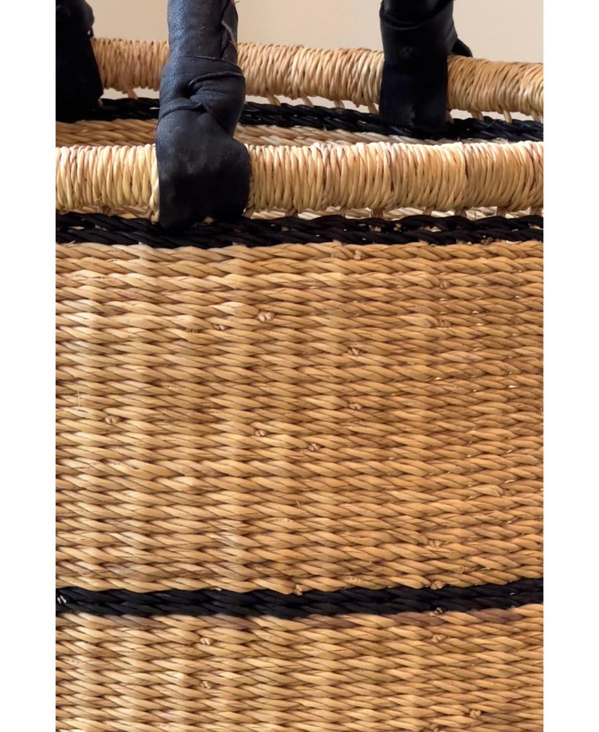 Mbare, Natural Horizontal Stripe Laundry Hamper