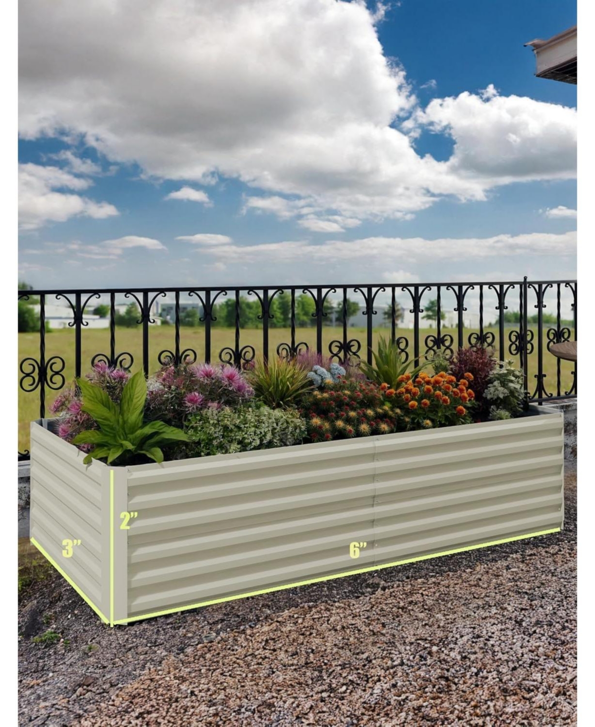 Xo 6x3x2FT Heavy Duty Raised Garden Bed, Metal Planter Box, Rust-Resistant Outdoor Garden Bed for Vegetables Herbs Flowers