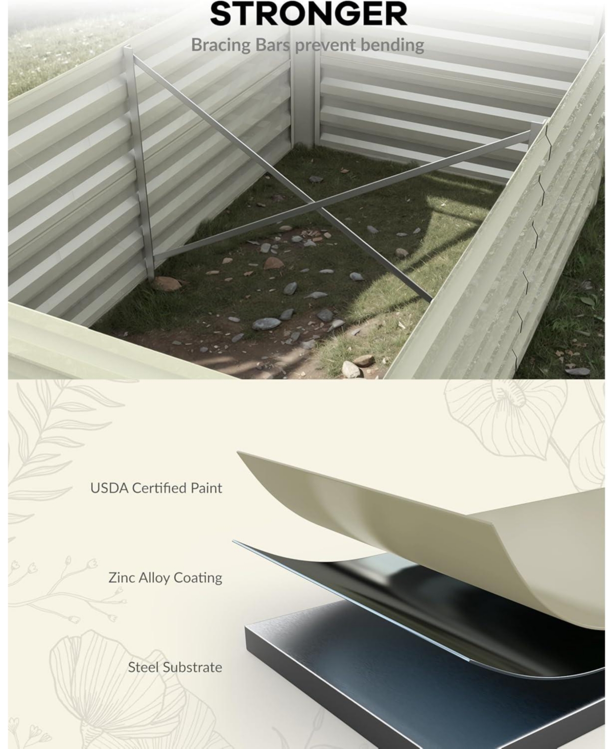 Xo 8x4x2FT Galvanized Raised Garden Bed, 24" Tall Metal Planter Box for Vegetables Flowers, Rust-Resistant Outdoor Garden Bed