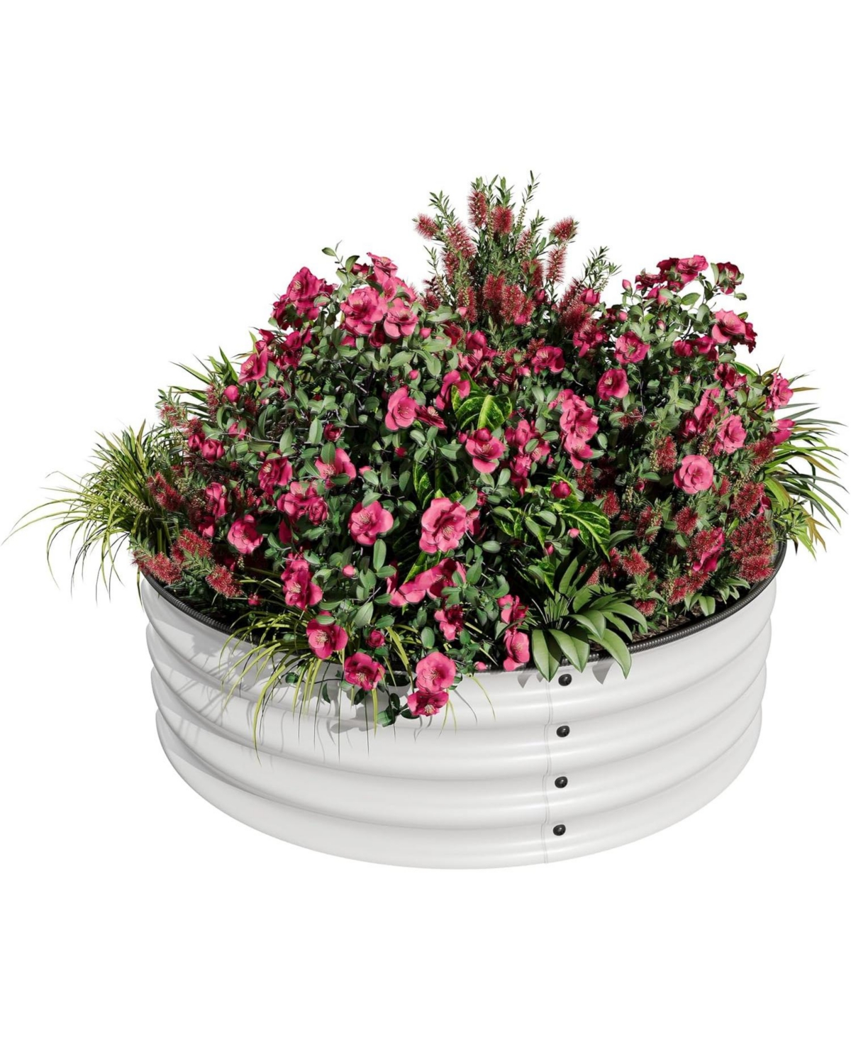 Xo White Round Metal Raised Garden Bed 2x1 ft, Galvanized Planter Box, Safe Edge, Open Bottom, Easy Assembly