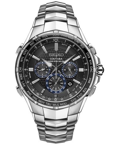 seiko solar chronograph coutura watches 45mm bracelet stainless steel