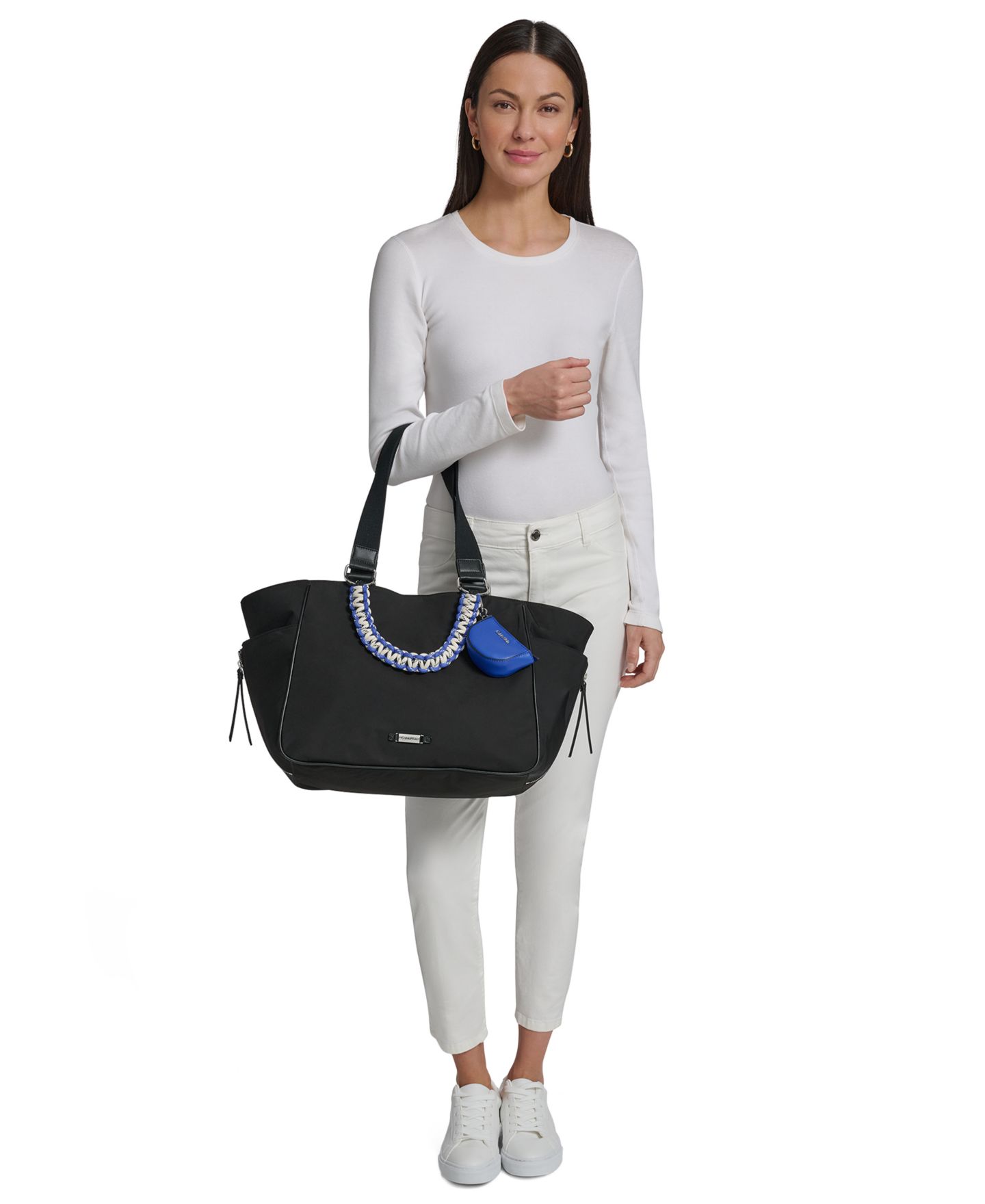 Женская сумка Calvin Klein Zulle Nylon Extra-Large Tote Handbag, цвет: Чёрный / Серебряный — фото 4