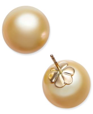 golden south sea pearl stud earrings