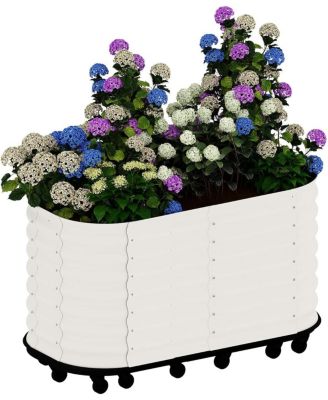 59x24x28in Portable Self-Watering Raised Garden Bed, Metal Planter Box with Water Storage for Outdoor Patio Garden