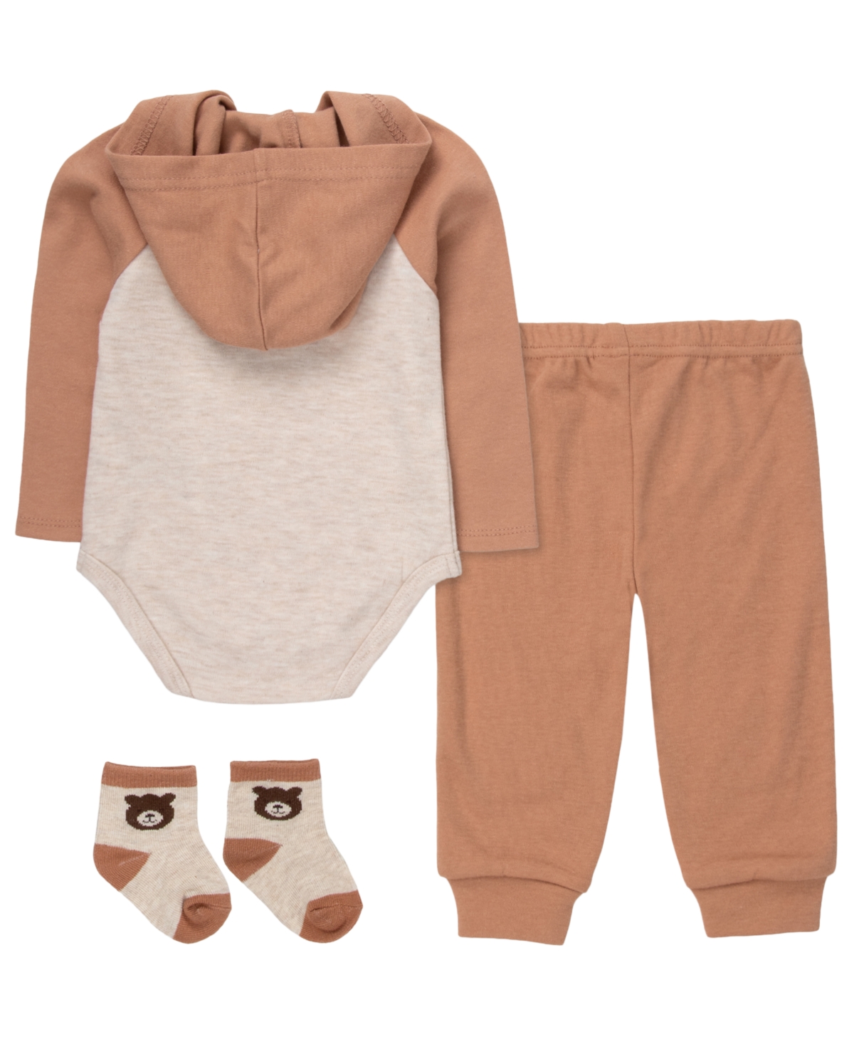 Baby Essentials Boys' Long-Sleeve Bodysuit, Jogger Pant and Socks, 3-Piece Set