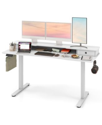 Electric Sit Stand Desk with Dual Drawers and Workspace