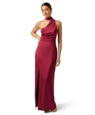 Women's Stretch Satin Halter Neck Ball Gown