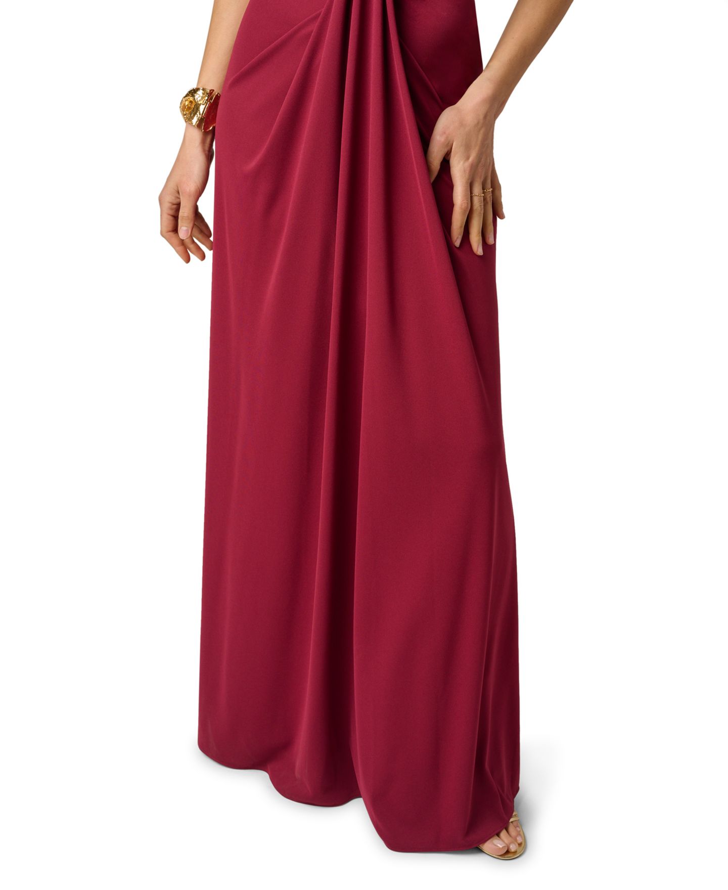 Женское платье Adrianna Artisan Plunge V-Neck Draped Ball Gown, цвет: Малиновый мглистый — фото 4