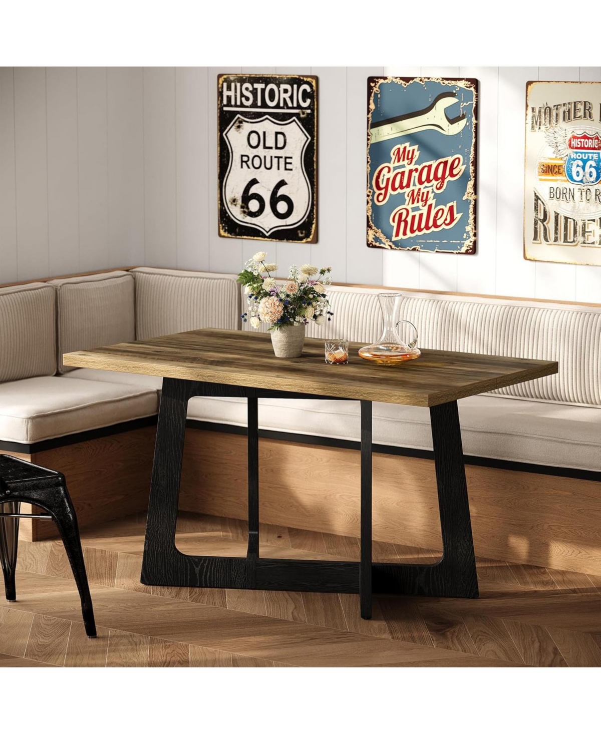 Tribesigns 47-Inch Dining Table for 2-4 People, Small Kitchen Table with Sturdy Pedestal Base, Farmhouse Wood Kitchen and Dining Room Furniture
