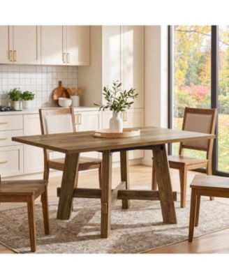 47-Inch Dining Table for 4, Farmhouse Kitchen Table with Sturdy Legs and Cross Brace, Small Dinner Tables