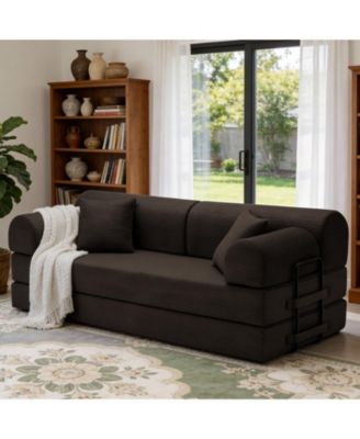 Convertible Sleeper Sofa Bed, Corduroy Folding Mattress Couch with Fixed-Shape Frame, Floor Sofa Lounge Couch for Living Room Bedroom