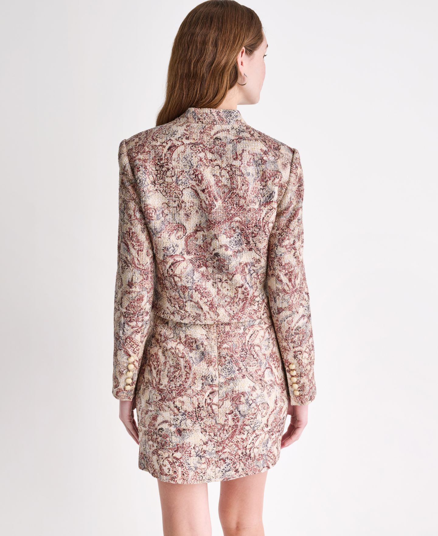 Женский пиджак BCBG Draped Collar Open-Front Blazer, цвет: Ржавый разноцветный — фото 5