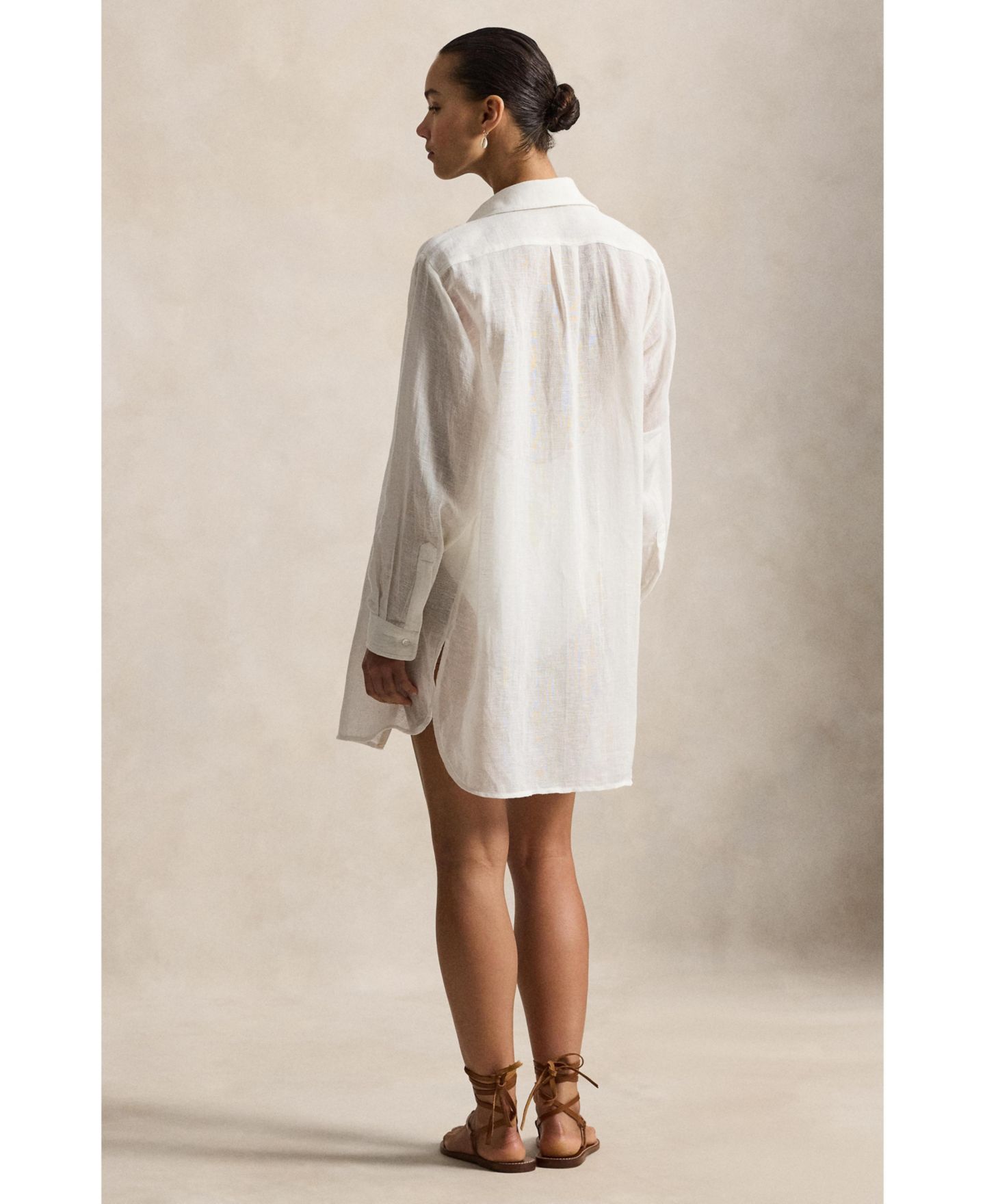 Женская рубашка Polo Ralph Lauren Boyfriend Shirt Swimsuit Cover Up, цвет: Кремовый — фото 2