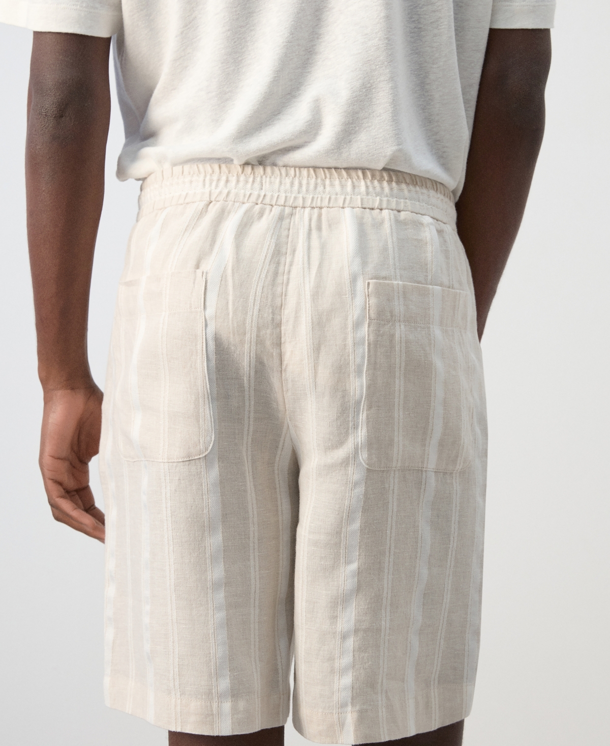 Mango Men's Striped Linen-Blend 8.54" Bermuda Shorts