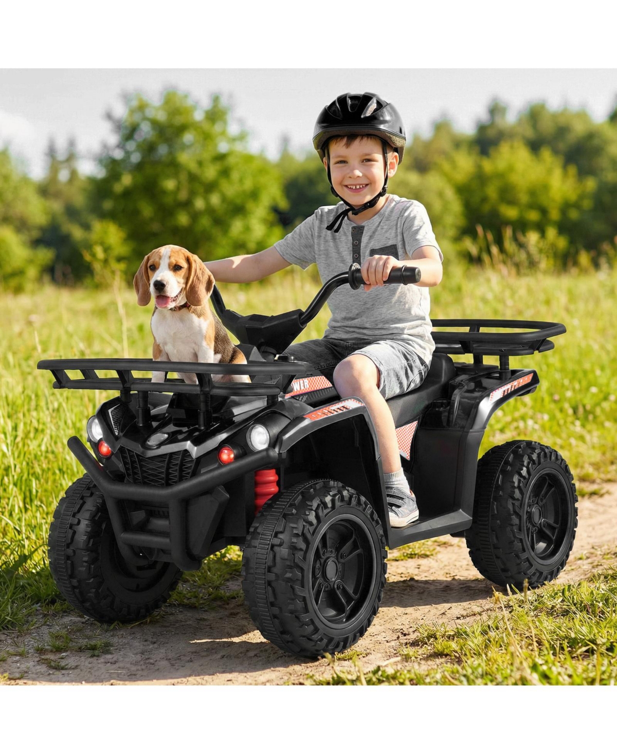 Slickblue 24V Kids Electric Quad Ride On with Led Headlights and Rugged Tires