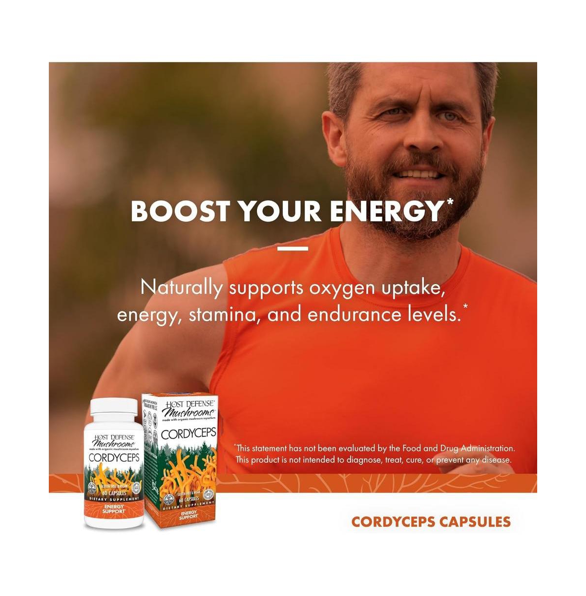 Host Defense Cordyceps Capsules - Immune & Energy Support Supplement