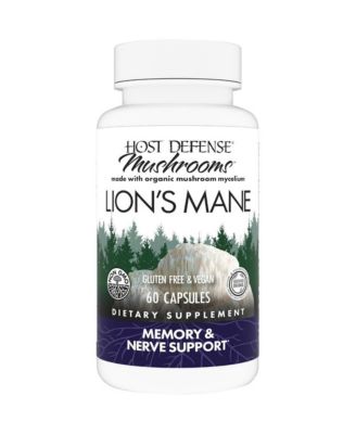 Host Defense Mushrooms Lion's Mane - Brain Health Support Supplement - Mushroom Supplement to Support Focus & Memory Function - Immune & Nervous Syste