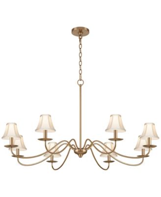 Marinec 42inch  Wide Soft Gold 8-Light Chandelier with Cream Shades