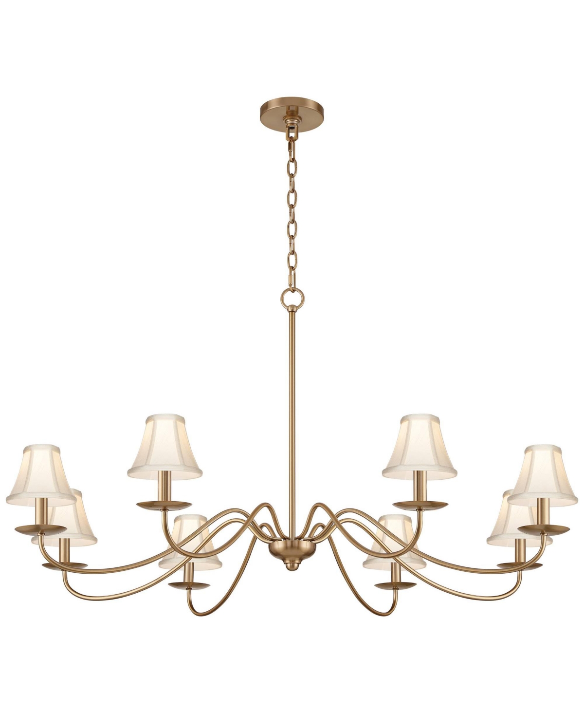 Franklin Iron Works Marinec 42inch Wide Soft Gold 8-Light Chandelier with Cream Shades