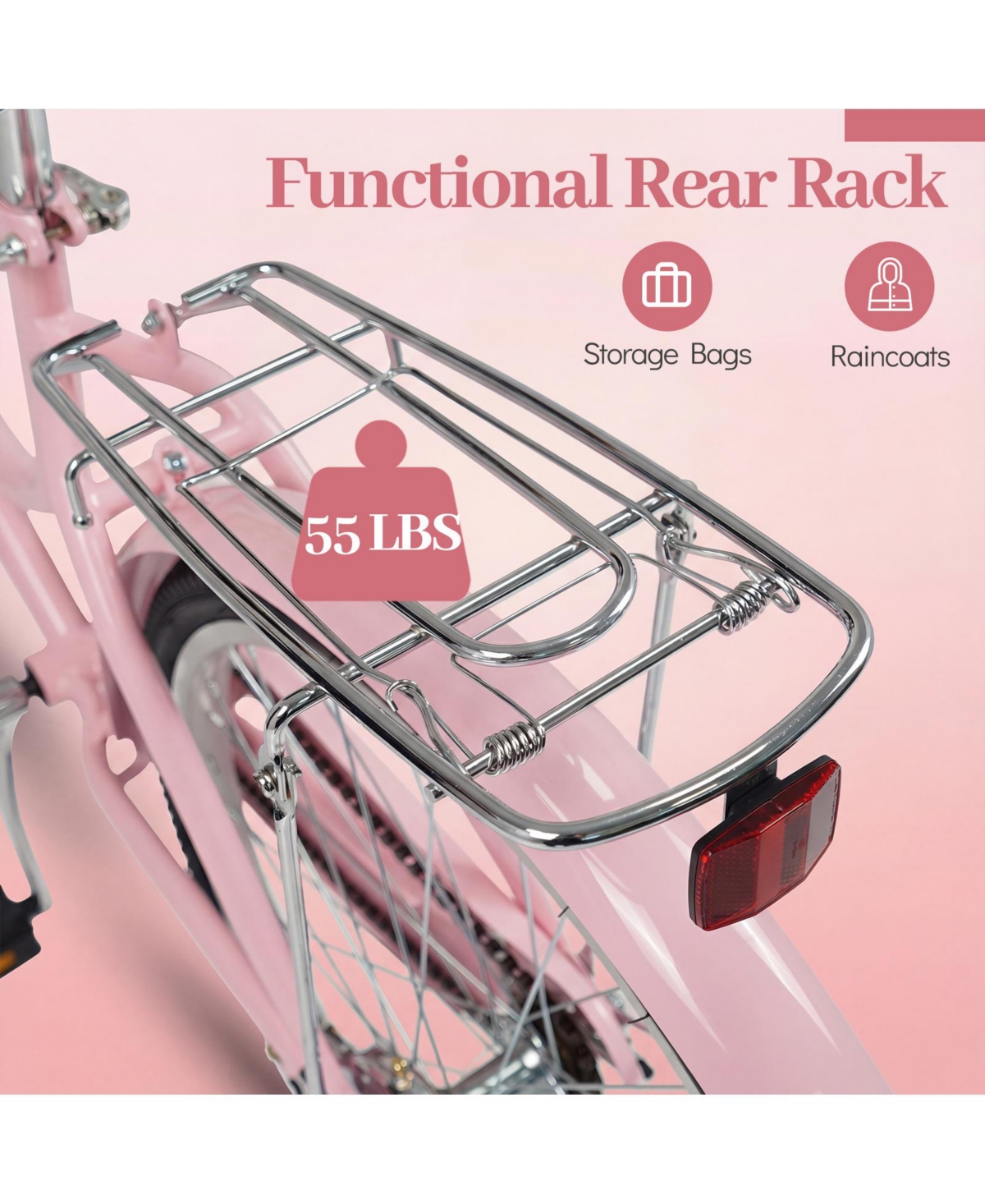 Gymax 24-Inch Beach Cruiser Bike w/Adjustable Seat Woven Basket and Rear Rack