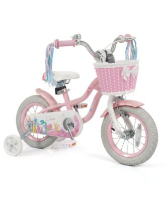 Kids Bike w/Training Wheels Hand Coaster Brakes Adjustable Seat Handlebar